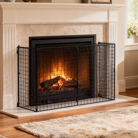 Extendable Fire Guard Screen, Freestanding Fire Screen Spark Guard, Folding Fireplace Cover, Wire Mesh