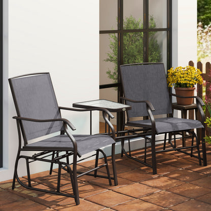 Gliding Jack and Jill Seat, with Glass-Top Table - Brown/Grey