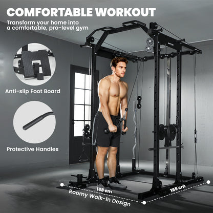Lat Pull-Down Home Gym Machine with Cable Crossover for Home Strength Training, Black
