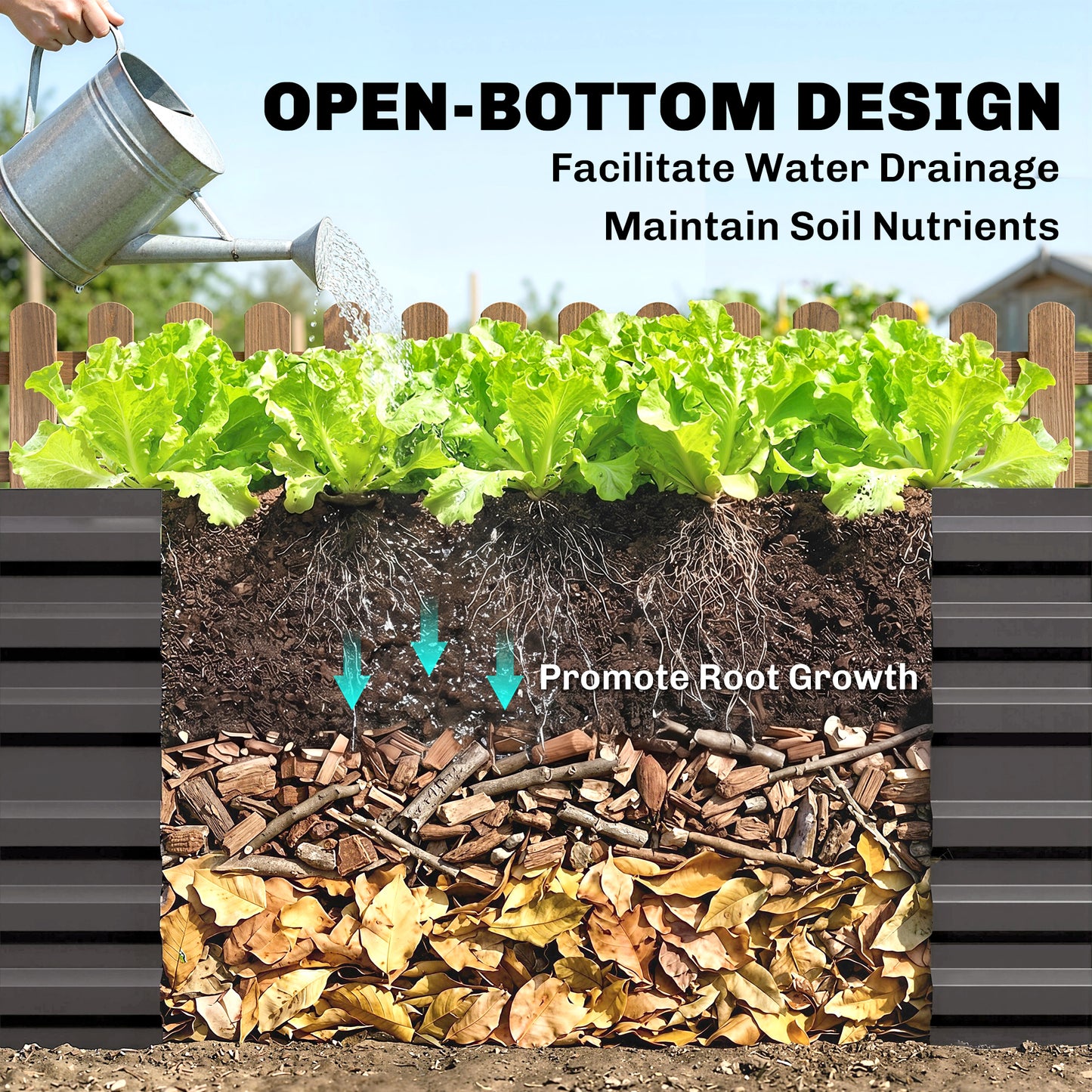 Raised Beds for Garden, Galvanised Steel Outdoor Planters with Multi-reinforced Rods, 180 x 90 x 59 cm, Dark Grey