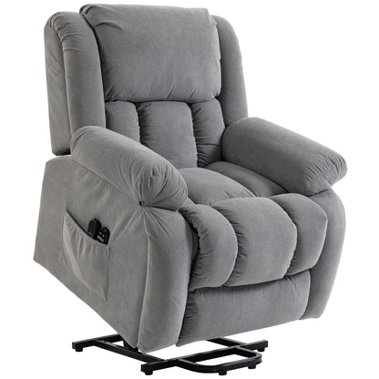 Recliner Armchair Lift Chair, Electric Recliner Chair with Vibration Massage and Heat, Wide Seat, USB Port, Light Grey