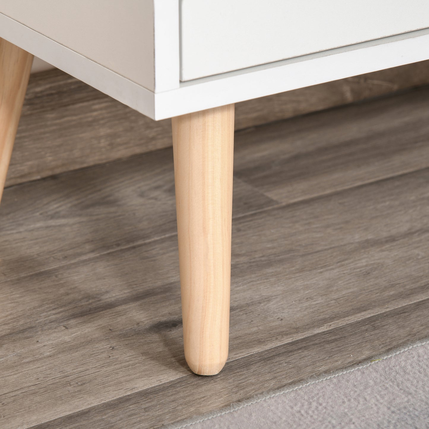 Sideboard Floor Cabinet Storage Cupboard with Drawer and Solid Wood Legs for Bedroom, Living Room, Entryway, Brown