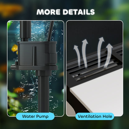 28L Glass Aquarium Fish Tank with Filter, LED Lighting, for Betta, Guppy, Mini Parrot Fish, Shrimp, 38 x 26 x 39.5cm