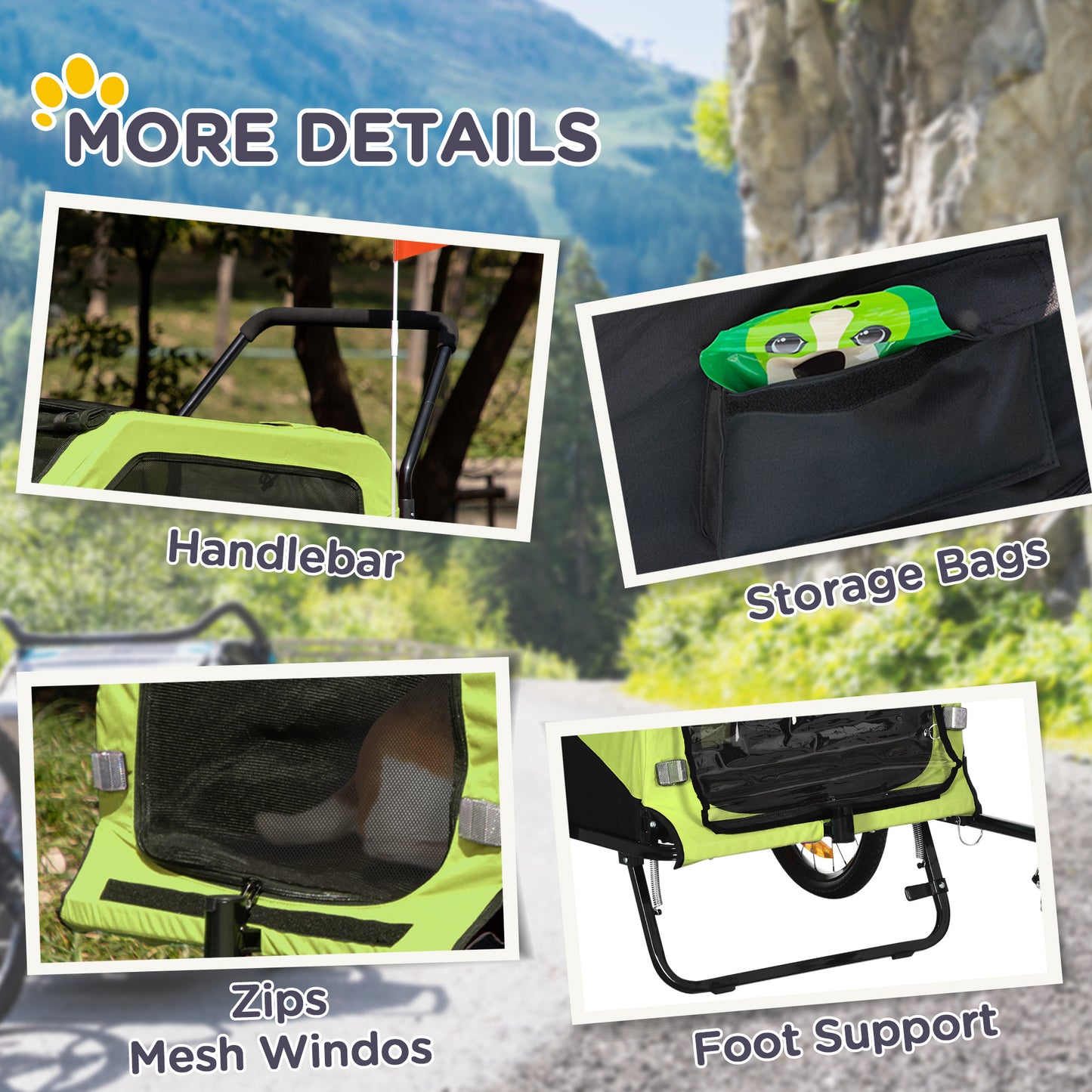 Dog Bike Trailer, 2 in 1 Dog Stroller for Large Dogs with Hitch, Quick-release 20" Wheels