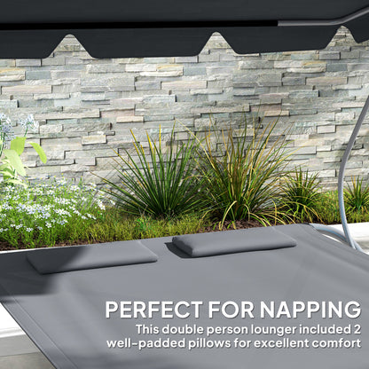 Double Outdoor Bed, with Canopy - Light Grey