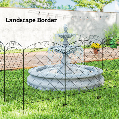 Steel Decorative Swirls Outdoor Picket Fence Panels Set of 4, Black