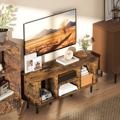 TV Stand Cabinet for TVs up to 55 Inches, TV Unit with Storage Shelves and Cupboard for Living Room, Rustic Brown