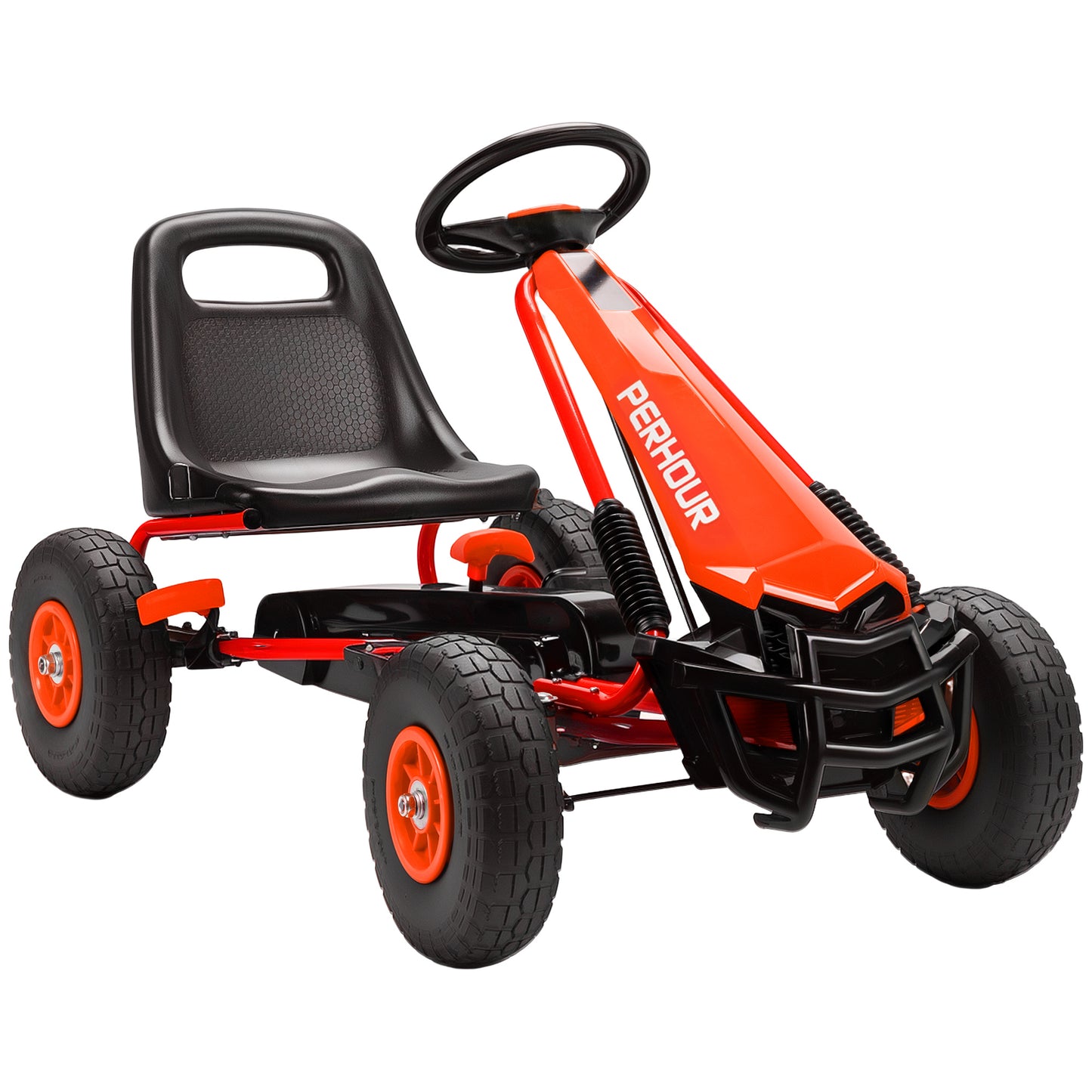Kids Pedal Go Kart with Adjustable Seat, EVA Tyres, Manual Clutch, Brake, Go Kart for Kids 3-8 Years, Red