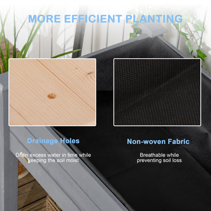 Raised Bed for Garden, Wooden Elevated Planter Box with Bed Liner, for Flower Vegetable Herb, Dark Grey