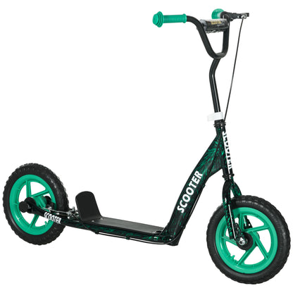 Kids Scooter with Adjustable Handlebar, Children's Kick Scooter with Non-slip Footplate, Rear Brake, Kickstand, Green