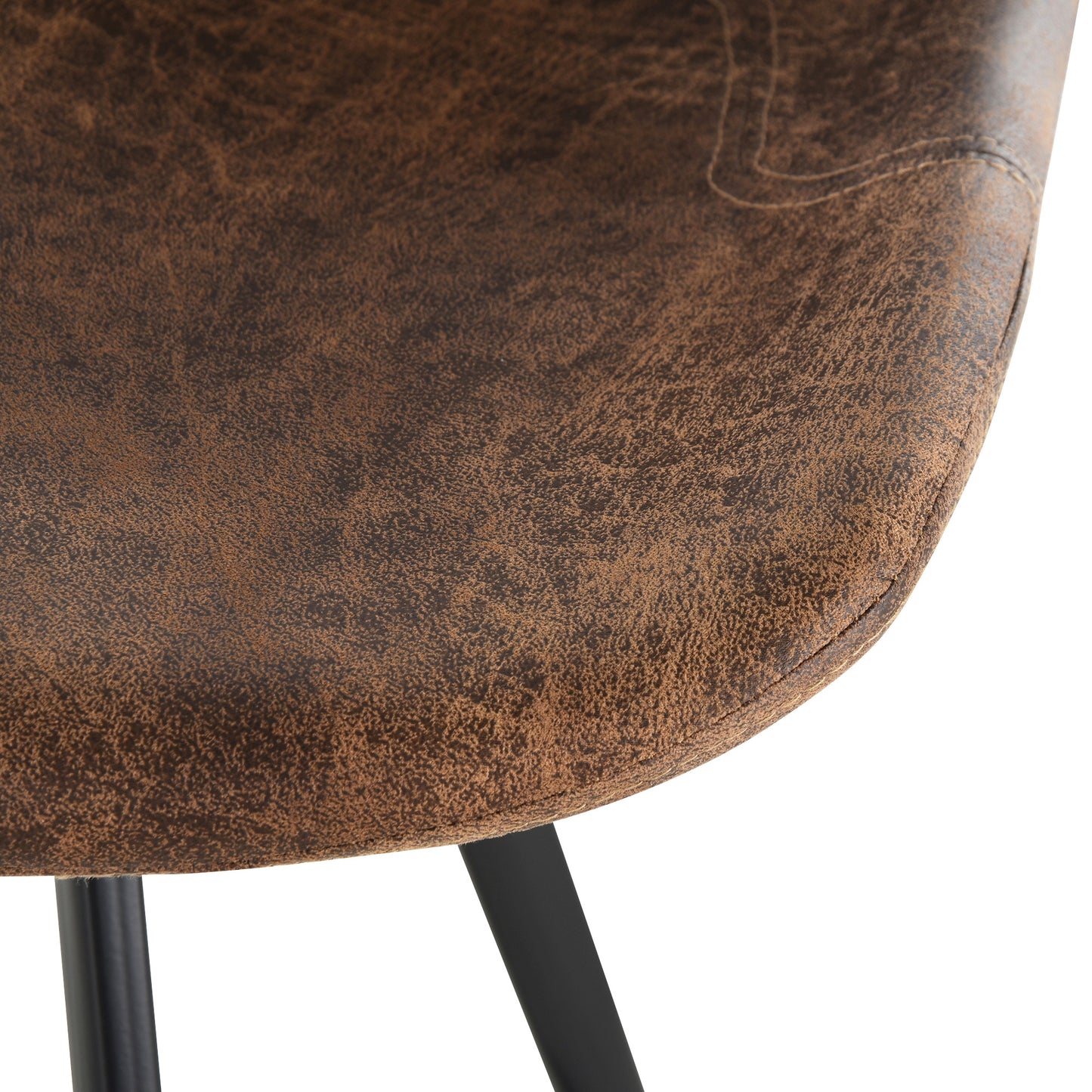 Set Of 2 Bar Stools Vintage Microfiber Cloth Tub Seats Padded Comfortable Steel Frame Footrest Quilted Home Bar Cafe Kitchen