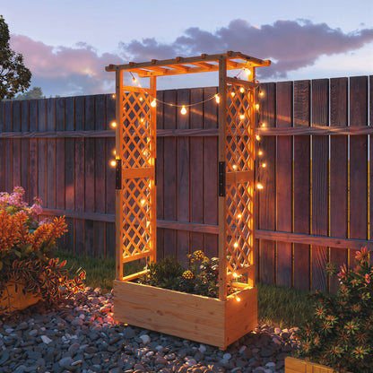 Fir Wood 110 x 44 cm Planter and Trellis Garden Bed