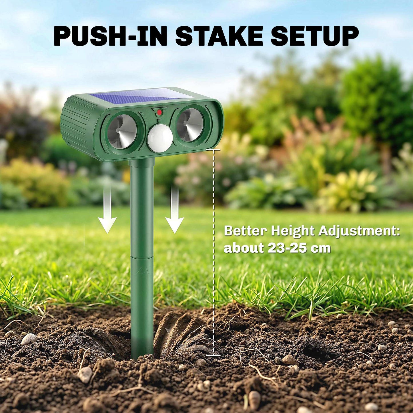 Ultrasonic Cat Repellent, PIR Motion Sensor 110°, LED Flash, Solar Cat Deterrents for Gardens UK