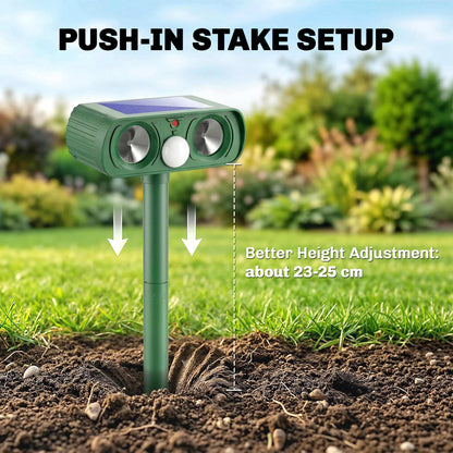 Ultrasonic Cat Repellent, PIR Motion Sensor 110°, LED Flash, Solar Cat Deterrents for Gardens UK