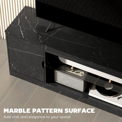TV Stand Cabinet, Marble Effect TV Unit for up to 55" TVs with Glass Shelf and Storage Cabinet