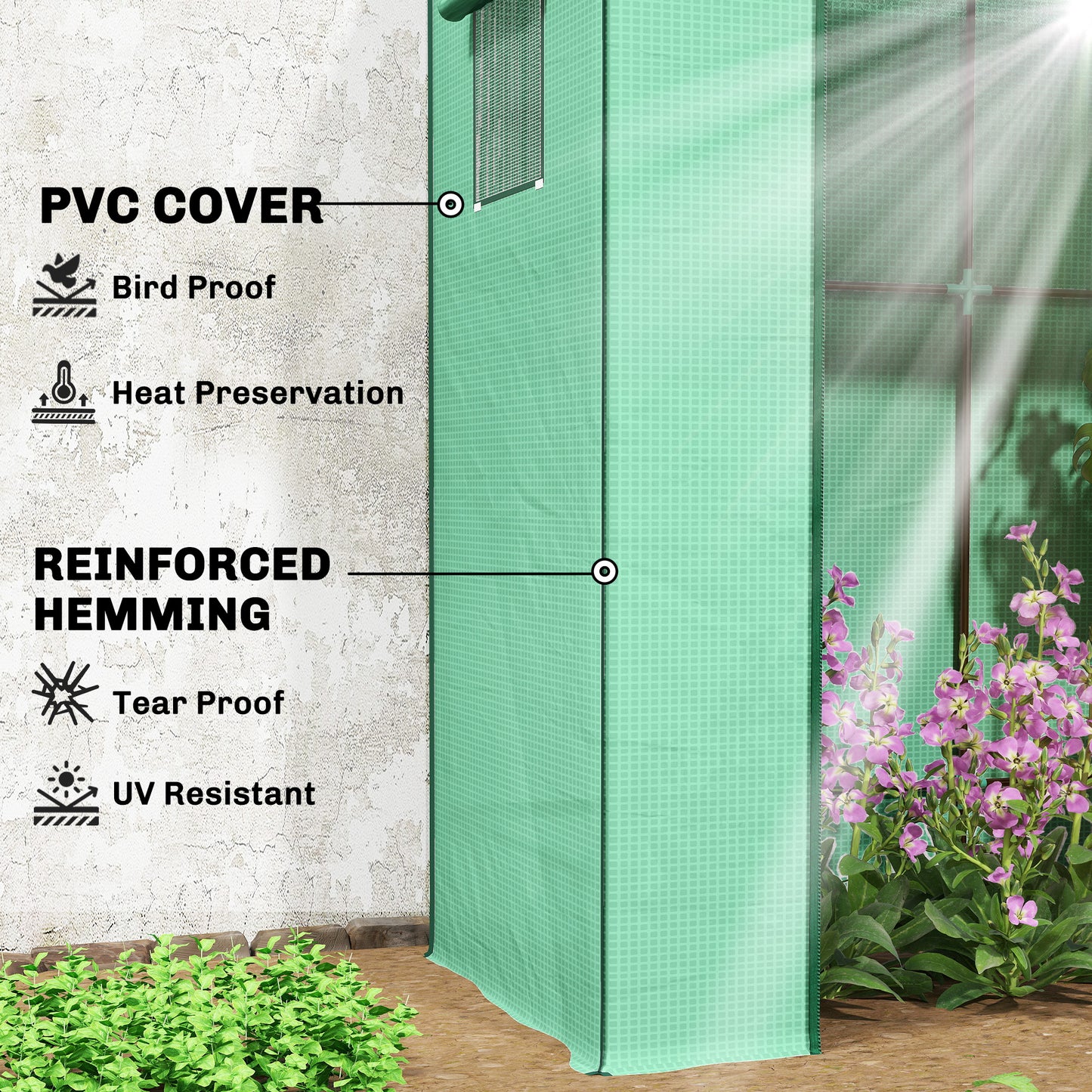 77 x 196cm Walk-In Greenhouse, with Accessories