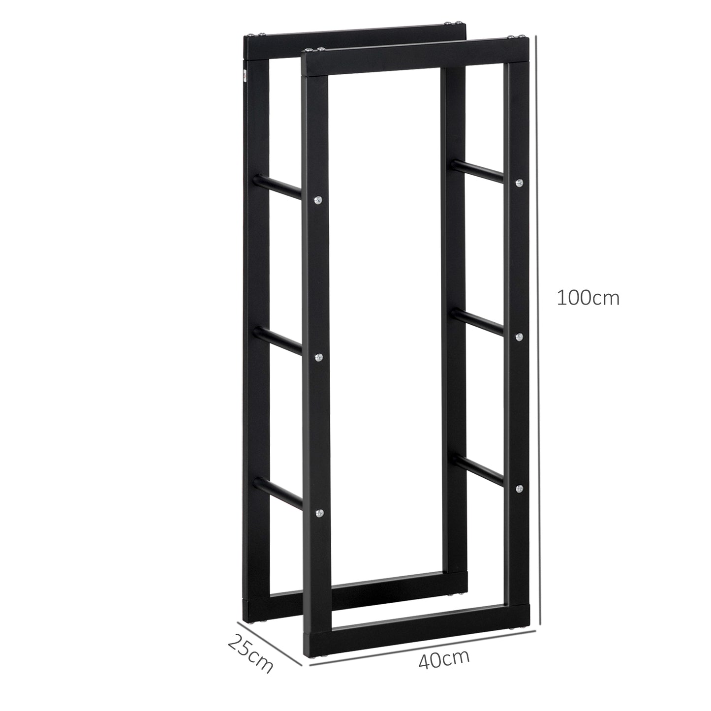 Metal Firewood Log Holder Tall Firewood Rack Indoor Outdoor Fireplace Wood Storage Shelf with Side Rails, Rust-Resistant