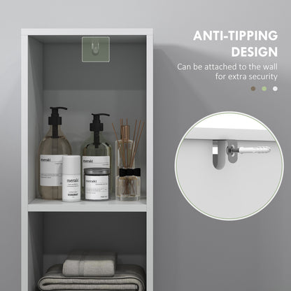 Narrow Bathroom Cabinet, Slim Bathroom Storage Unit with Open Compartment, Freestanding Storage Cupboard for Small Spaces