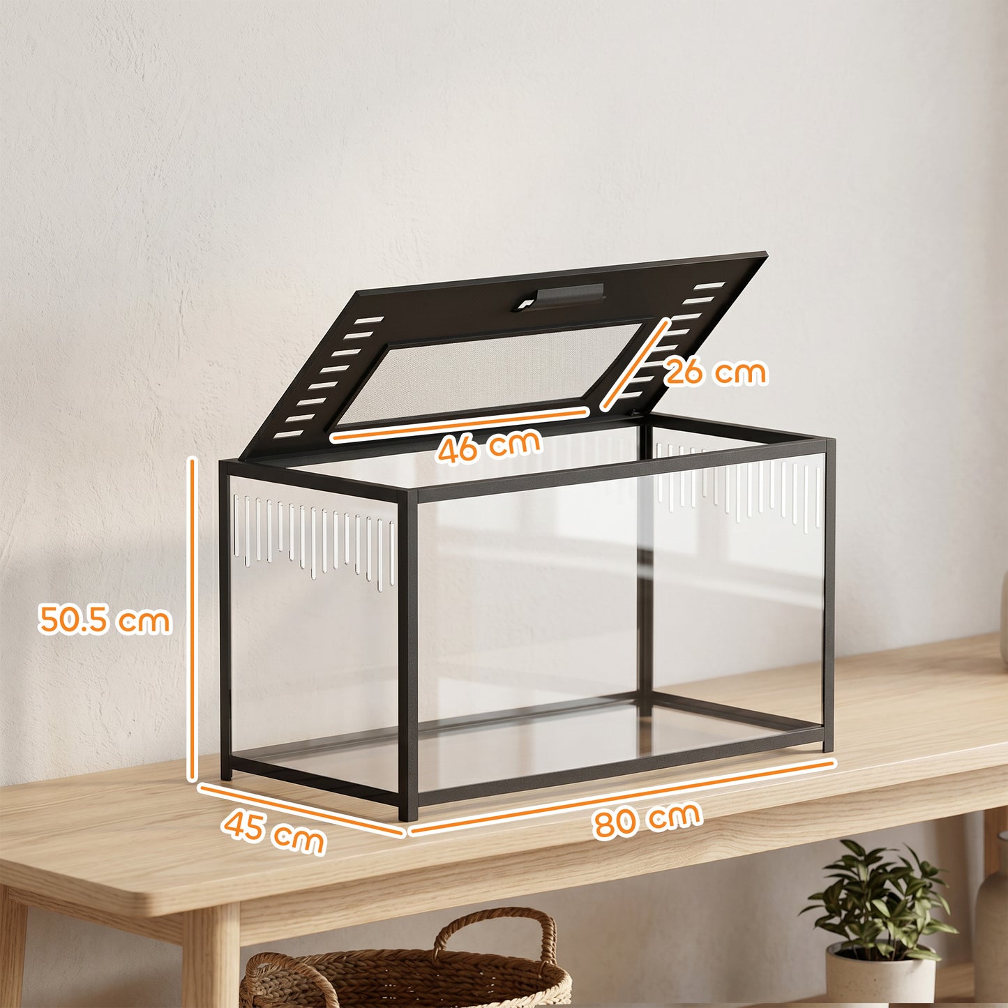 Hamster Cage, Chewproof Metal Rat Cage with Deep Base, Openable Top for Syrian Dwarf Hamster, Gerbil, 80 x 45 x 50.5 cm