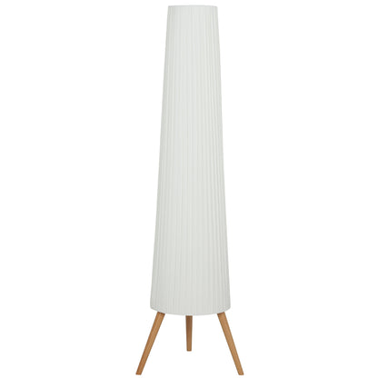 Dimmable Tripod Floor Lamp with Foot Switch, Nordic Standing Lamp with Fabric Shade, 153cm, White, White and Natural