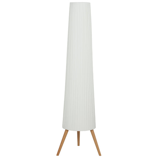 Dimmable Tripod Floor Lamp with Foot Switch, Nordic Standing Lamp with Fabric Shade, 153cm, White, White and Natural