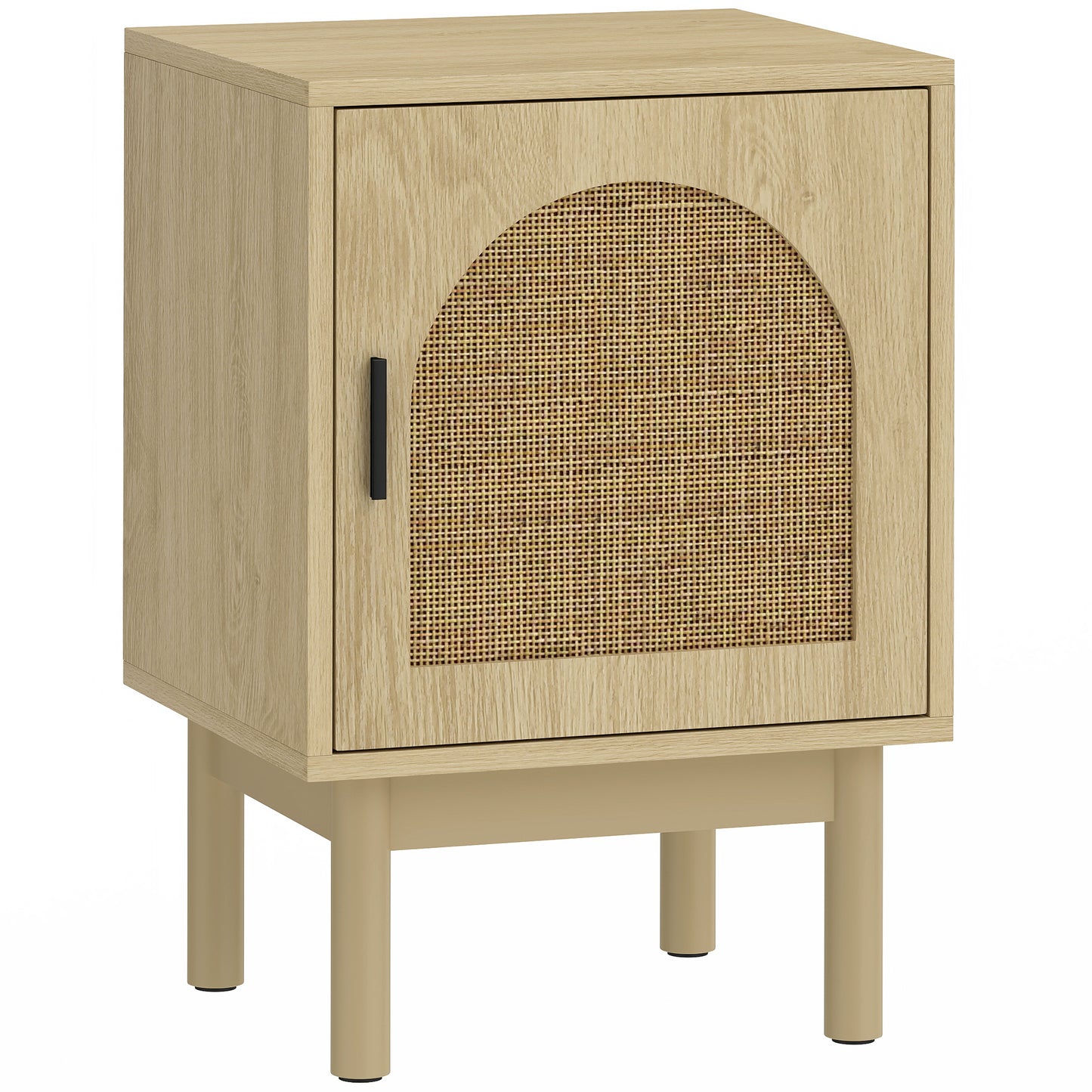 Rattan Bedside Table for Bedroom - Natural Wood