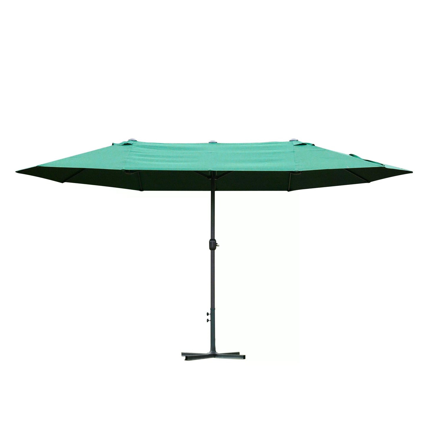 4.6M Sun Umbrella Canopy Double-sided Crank Sun Shade w/ Cross Base Dark Green