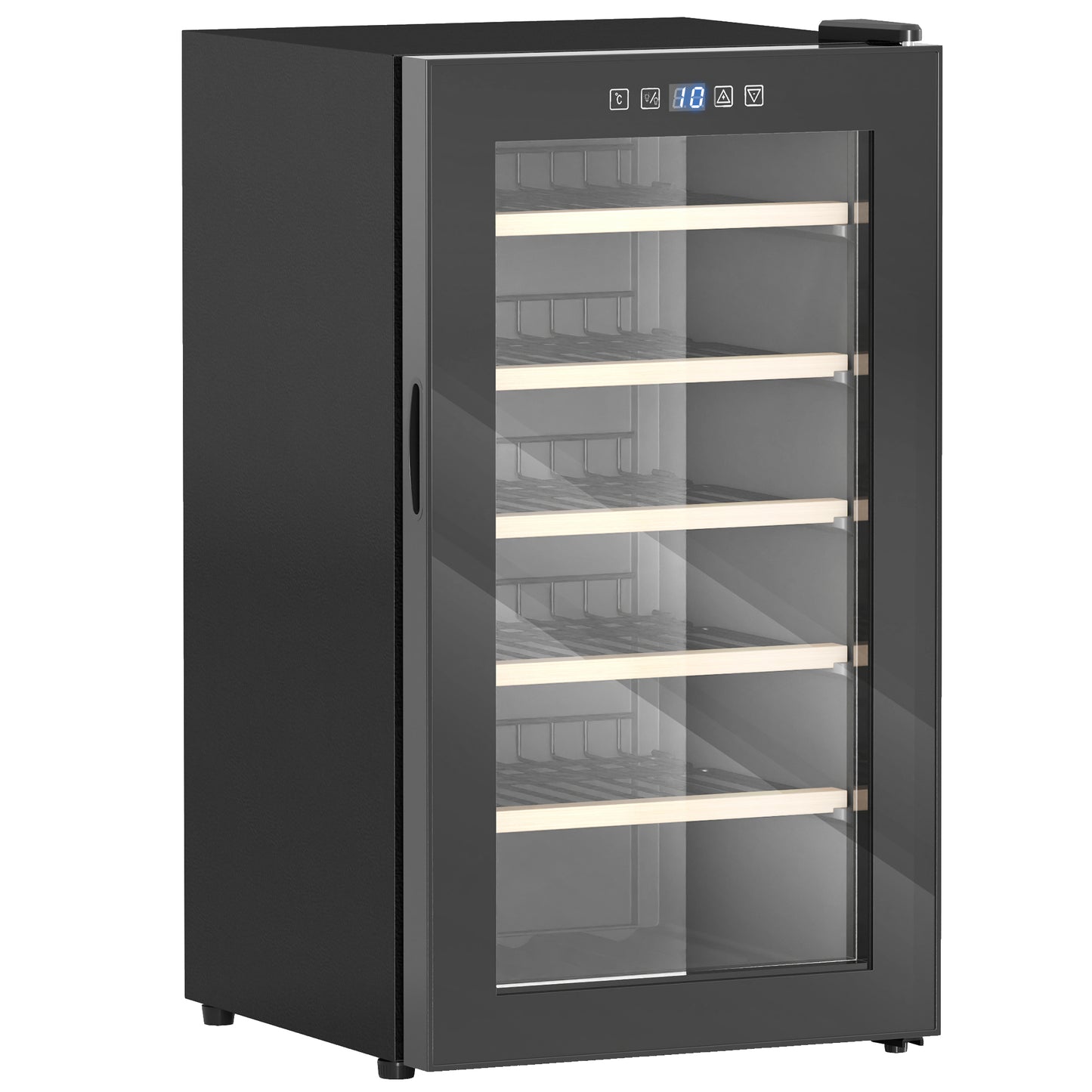 41 Bottle Wine Fridge, 91 Litre Capacity, 45cm Freestanding Wine Cooler Fridge with Glass Door, LED Light