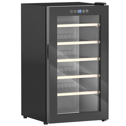 41 Bottle Wine Fridge, 91 Litre Capacity, 45cm Freestanding Wine Cooler Fridge with Glass Door, LED Light
