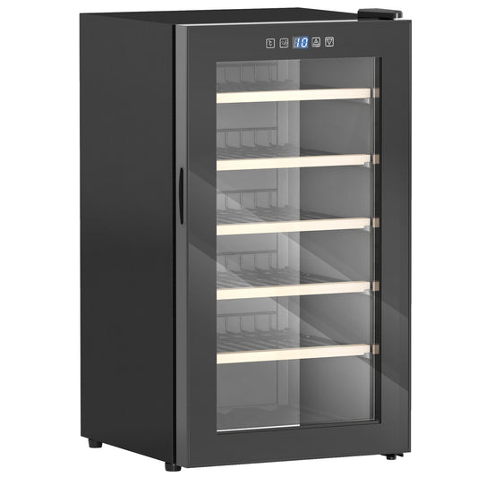 41 Bottle Wine Fridge, 91 Litre Capacity, 45cm Freestanding Wine Cooler Fridge with Glass Door, LED Light