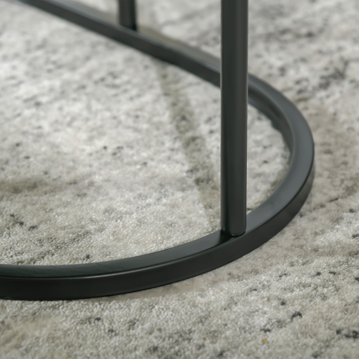 Nest of Tables with Steel Frame and Faux Marble Tabletop, Modern Coffee Table Set of 2, Black/White