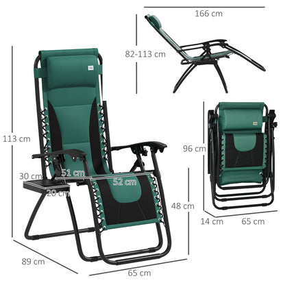 Zero Gravity Lounger Chair Set of 2, Folding Reclining Patio Chair with Padded Seat, Cup Holder