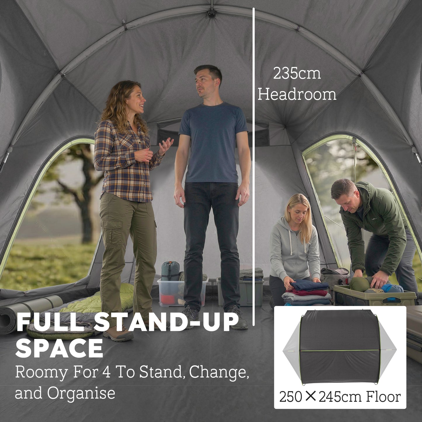 Car Tent with 2.35m Stand-Up Height, 3000mm Waterproof Tailgate Tent with Mesh Windows for Family Camping Travelling