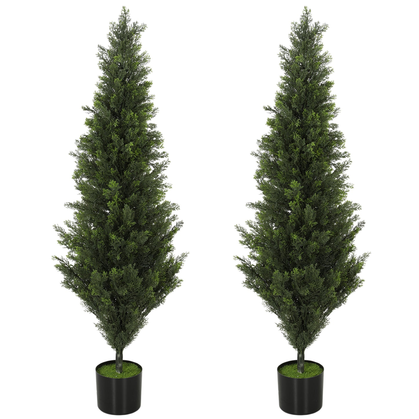 Set of 2 Decorative Artificial Plants Cypress in Weighted Pot, Fake Plant with 1092 Leaves, 120 cm