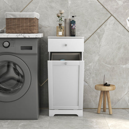Single Hamper Laundry Storage Cabinet - White