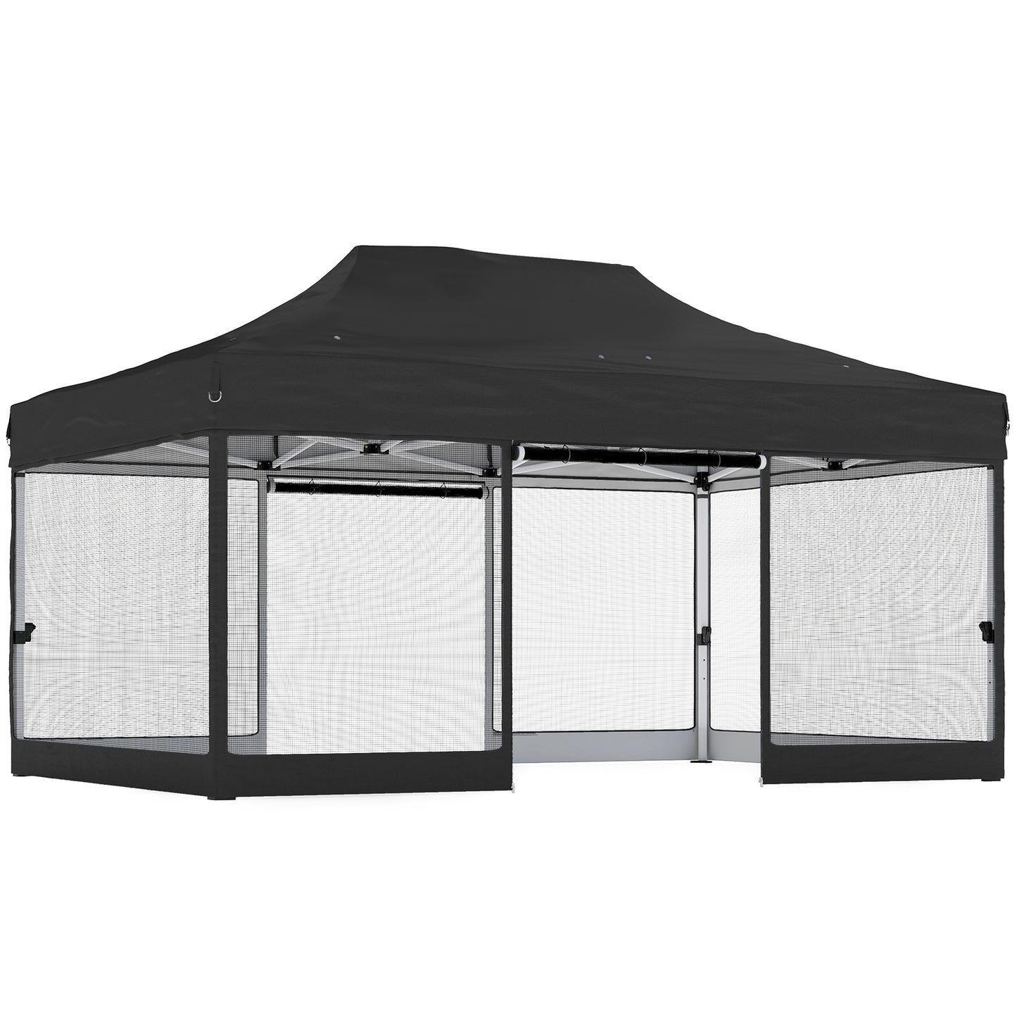 3 x 4.5 m Pop Up Gazebo with Mesh Nettings, UPF50+ Heavy Duty Outdoor Garden Party Tent Marquee, Black