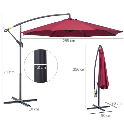 3m Water Resistant Terylene Hanging Parasol Wine Red