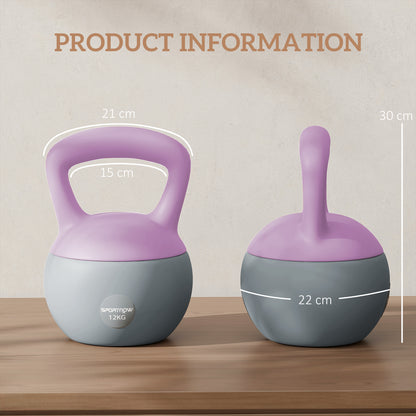 12KG Soft Kettlebell, Kettlebell with Non-Slip Handle for Home Gym, Weight Lifting, Strength Training, Purple/Grey