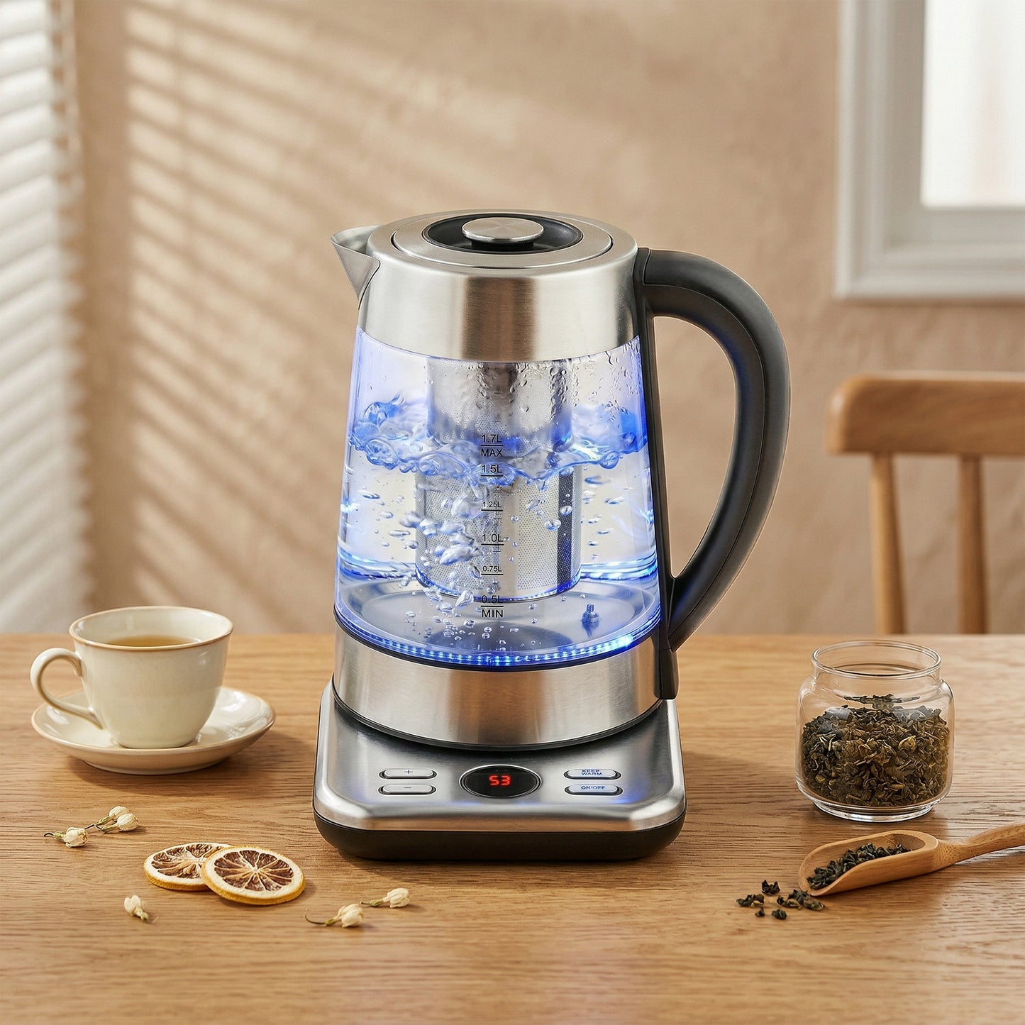 Electric Kettle, 1.7L Fast Boil 3KW Water Kettle with UK Strix Thermostat, Tea Infuser, Keep Warm Function