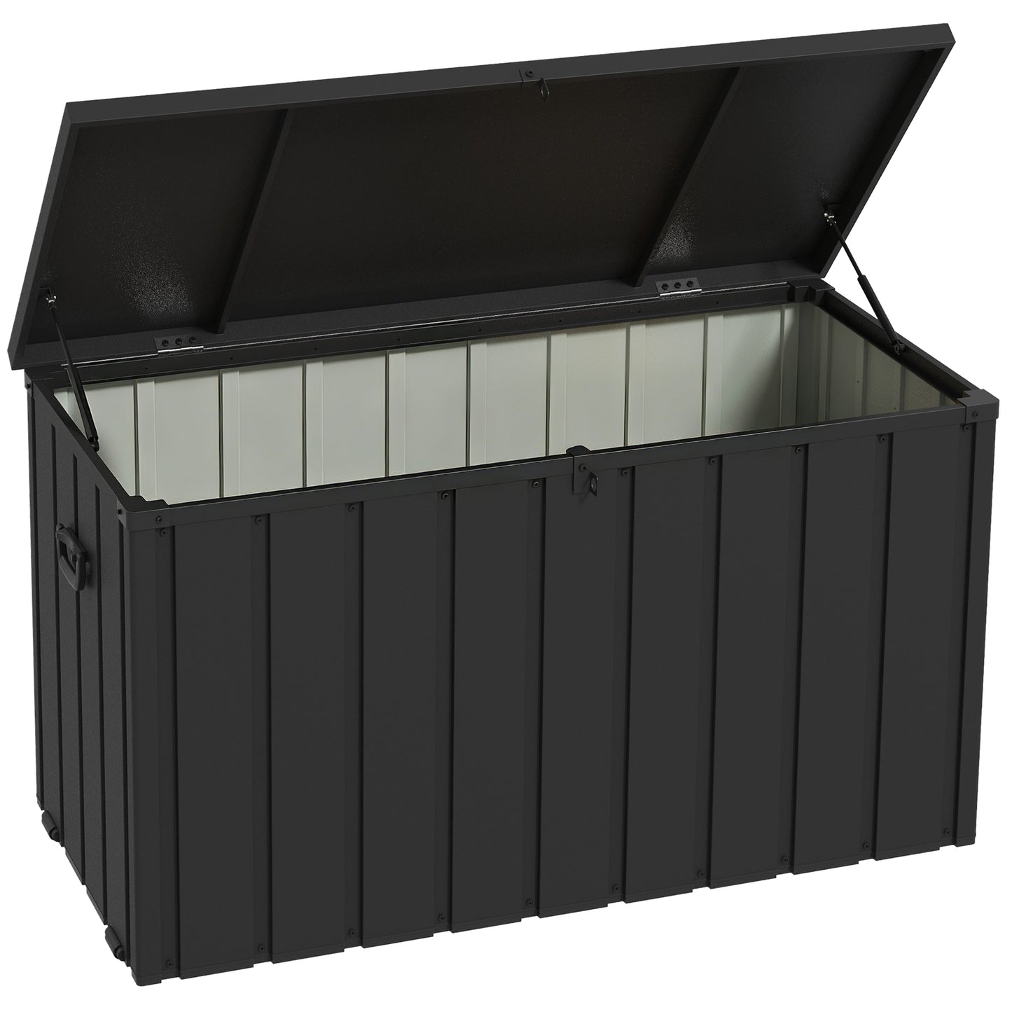 450L Galvanised Steel Garden Storage Box, with Wheels - Dark Grey