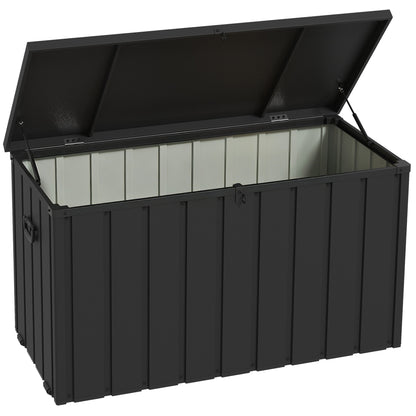 450L Galvanised Steel Garden Storage Box, with Wheels - Dark Grey