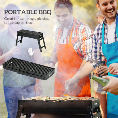 Foldable Charcoal Grill - Black