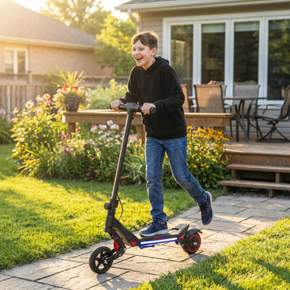 Electric Scooter for Kids, Foldable E Scooter for Age Age 6+ with LED Display, RGB lights, Up to 16km/h, Black
