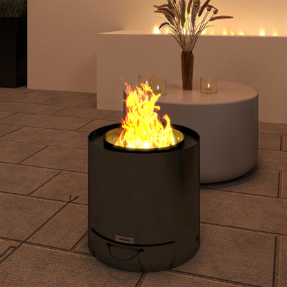 Metal Wood-burning Fire Pit with Fire Poker - Black
