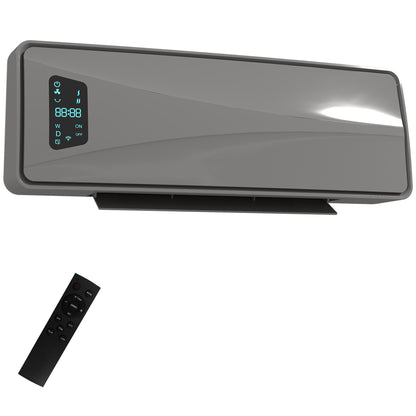 2000W Ceramic Electric Heater with Fan, Adjustable Thermostat, Wall Mounted - Grey