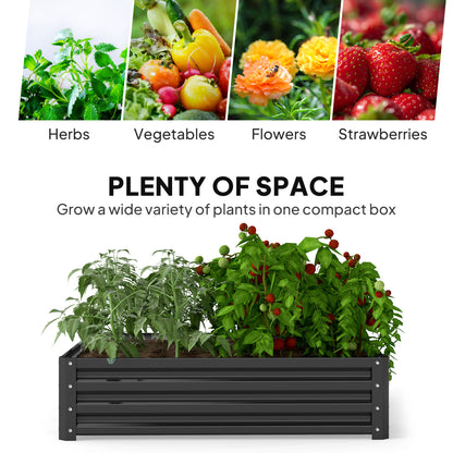 432L Square Raised Garden Bed Box with Weatherized Steel Frame for Vegetables, Flowers and Herbs, 120 x 120 x 30cm, Grey