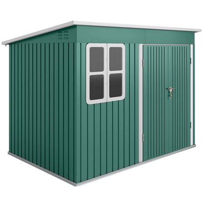 8.5 x 6ft Storage Shed Galvanised Steel Garden Shed, Metal Shed with Foundation Kit, Window