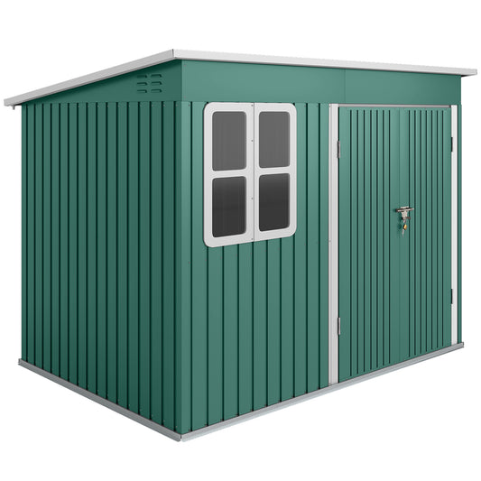 8.5 x 6ft Storage Shed Galvanised Steel Garden Shed, Metal Shed with Foundation Kit, Window