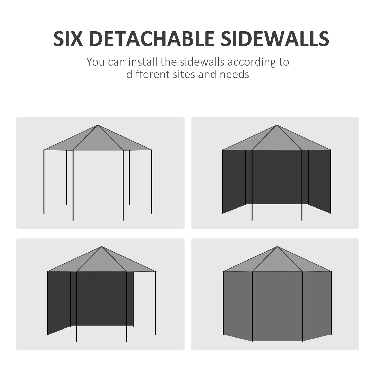 4 m Party Tent Wedding Gazebo Outdoor Waterproof PE Canopy Shade with 6 Removable Side Walls