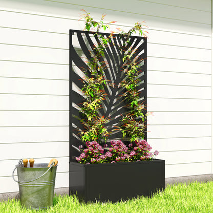 Metal Garden Bed for Garden with Trellis, Wall Mounted or Freestanding Raised Planter with Privacy Screen